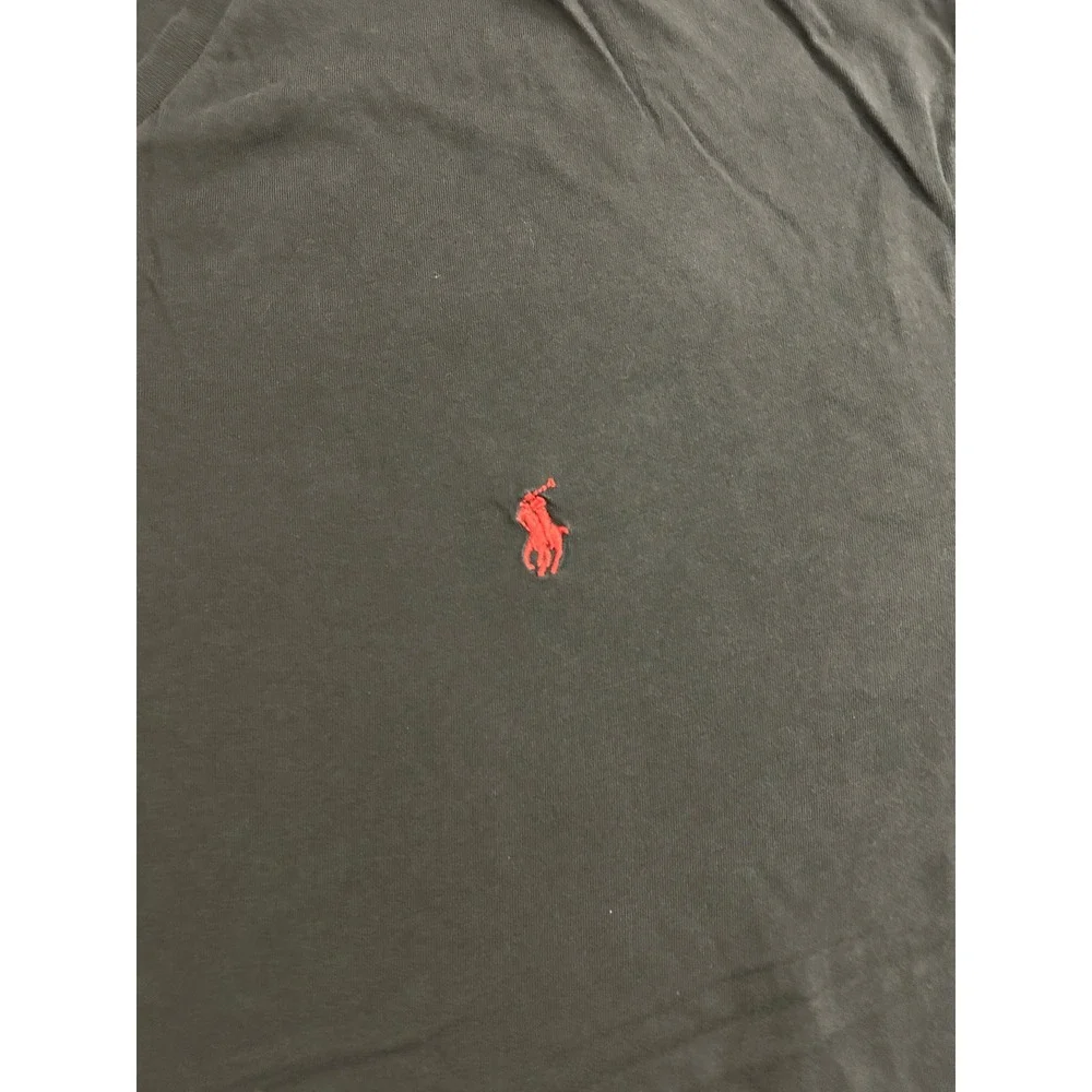 Polo Ralph Lauren V-Neck T-Shirt Mens 2XLT Olive Green Excellent Red Pony Logo